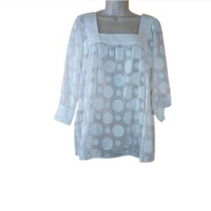 Milly New York Womens Blouse White Embroidered Polka Dot Cotton 8
